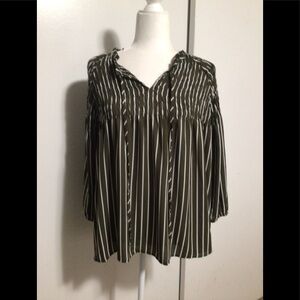 a.n.a  women olive green/ cream blouse